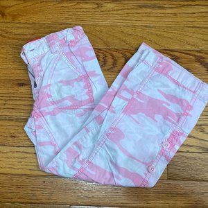 Faded Glory ❤️ Girl Pink & White Cotton Belt Looped Pant ms - Size 5 (PRE-LOVED)